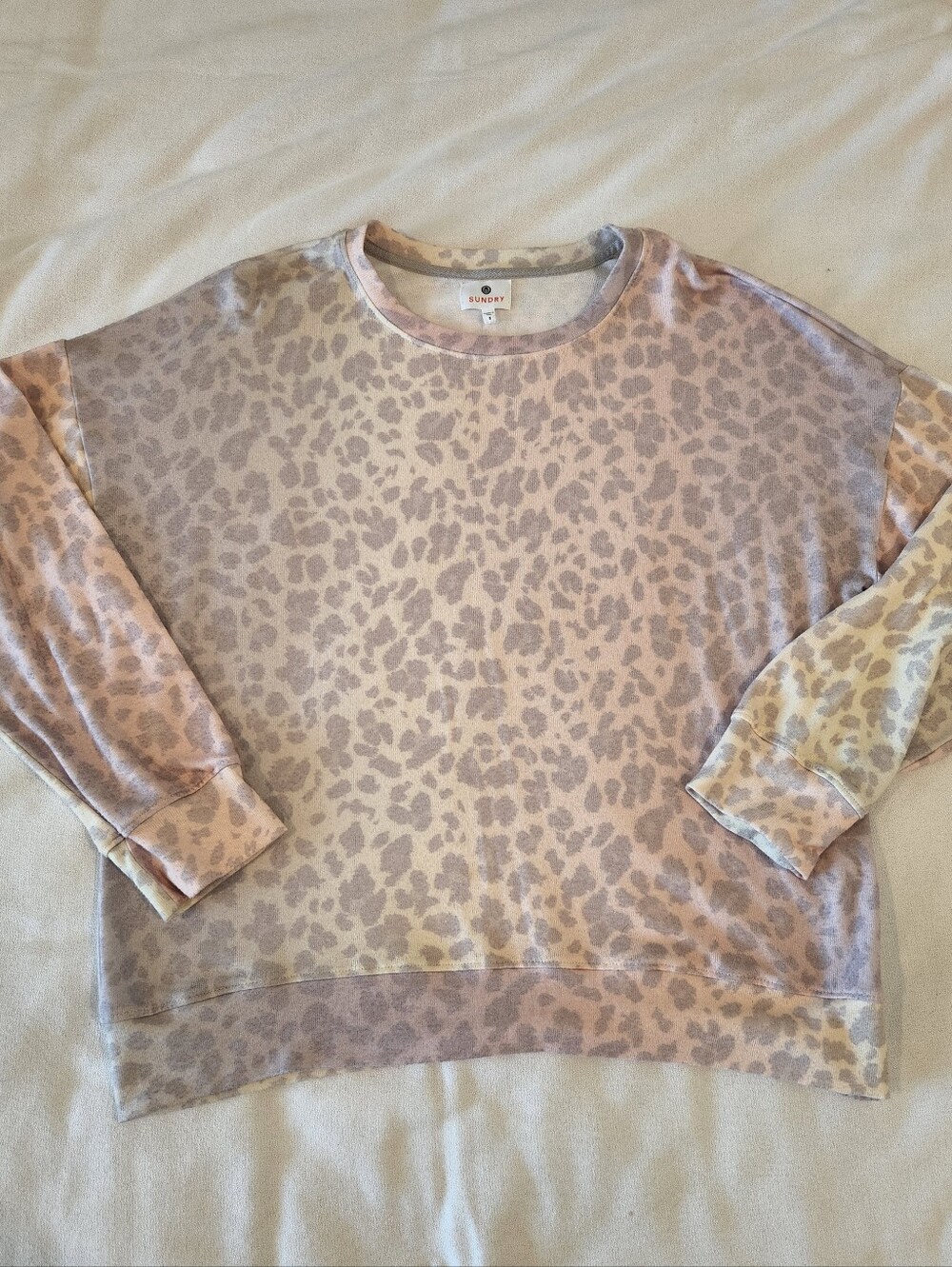 Sundry Rainbow Leopard Jaguar Print Long Sleeve Shirt Sweatshirt 3 / Large